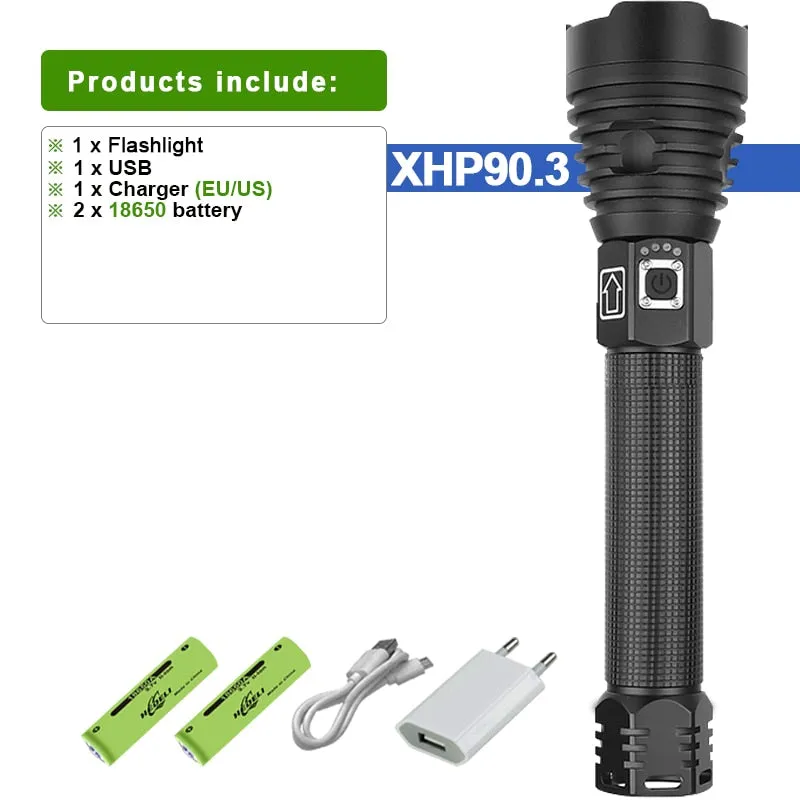 xhp90.3 most powerful led flashlight Torch Usb Xhp50 Rechargeable Tactical Flashlights 18650 or 26650 Hand Lamps Xhp70.2 Lantern