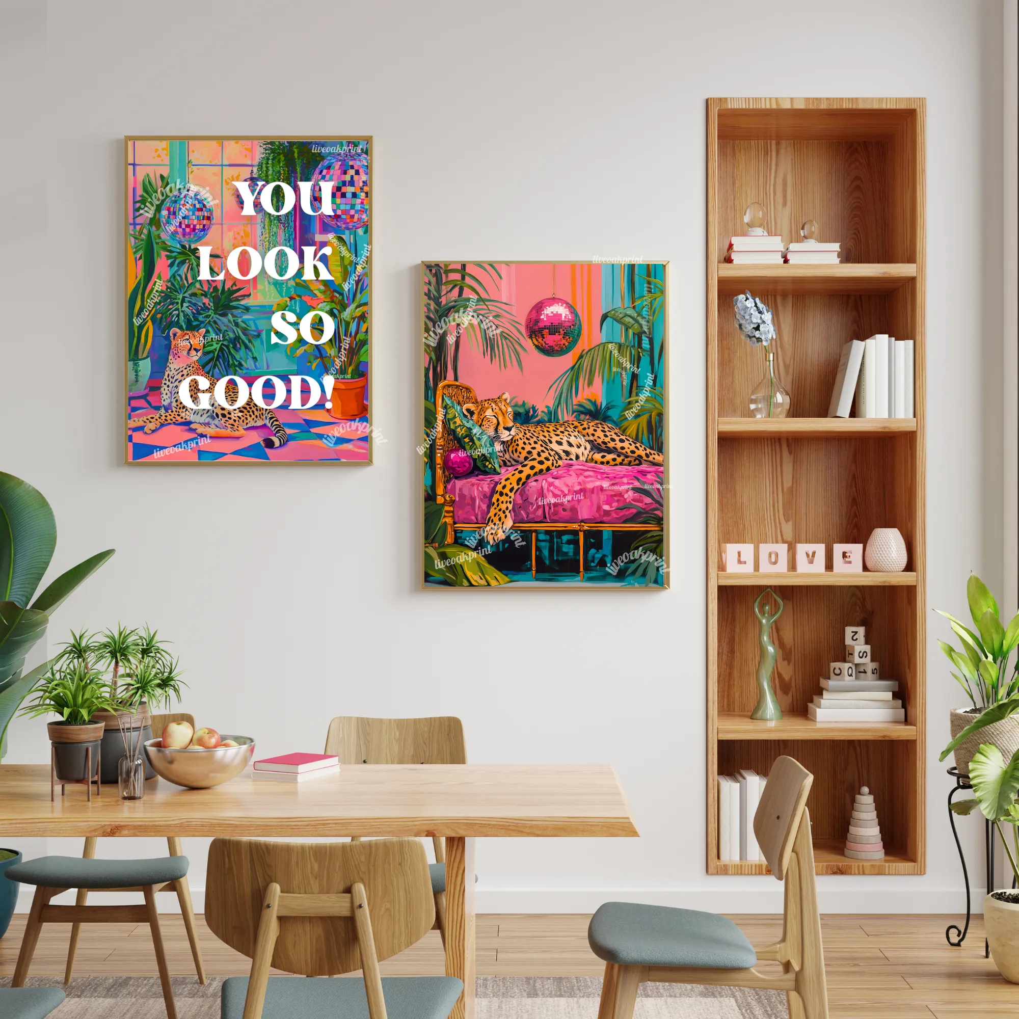 You Look So Good ! - Bathroom Typography Poster - Maximalist Bathroom Art - Vanity Decor - Y2K Wall Art - Cheetah Wall Art - Self Love