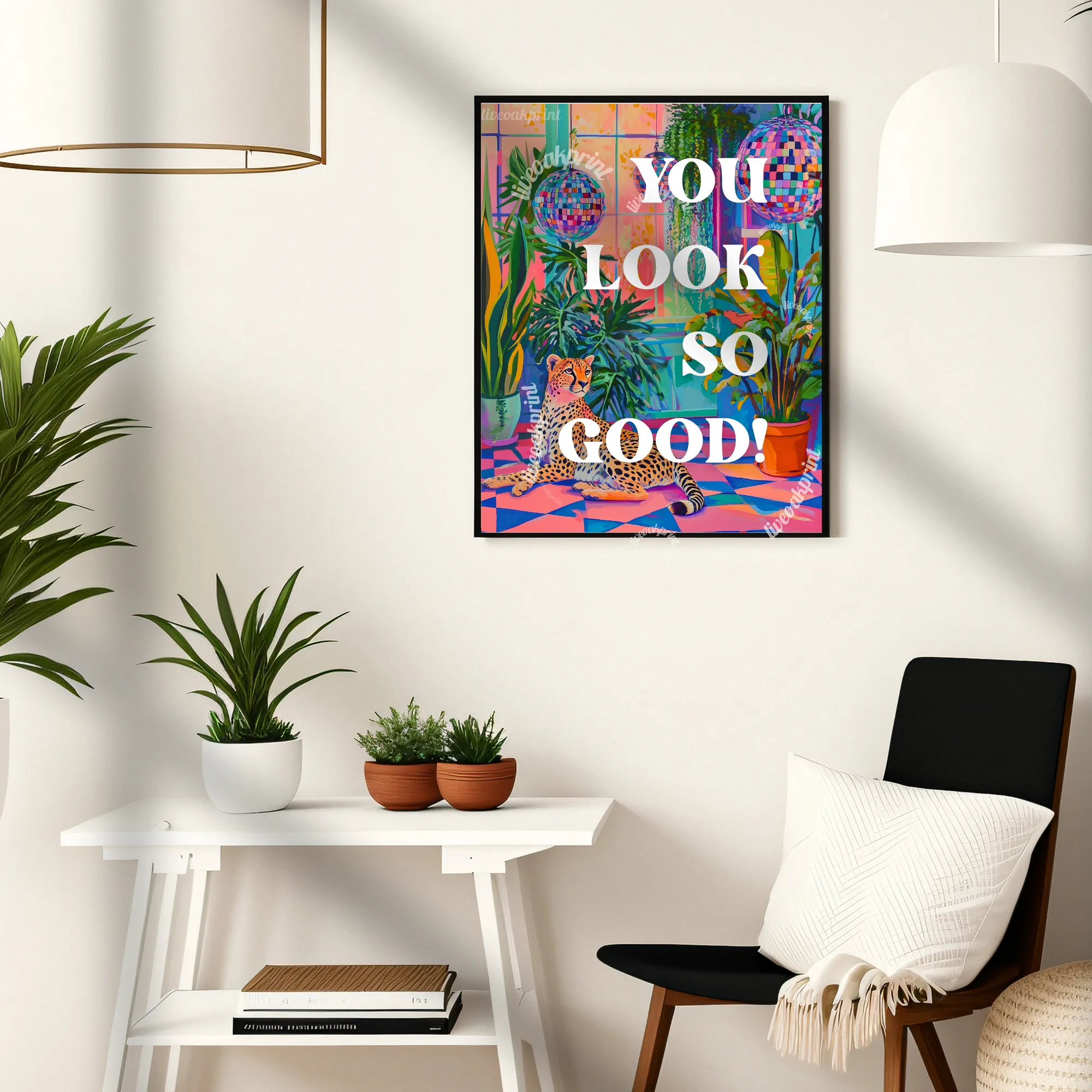 You Look So Good ! - Bathroom Typography Poster - Maximalist Bathroom Art - Vanity Decor - Y2K Wall Art - Cheetah Wall Art - Self Love